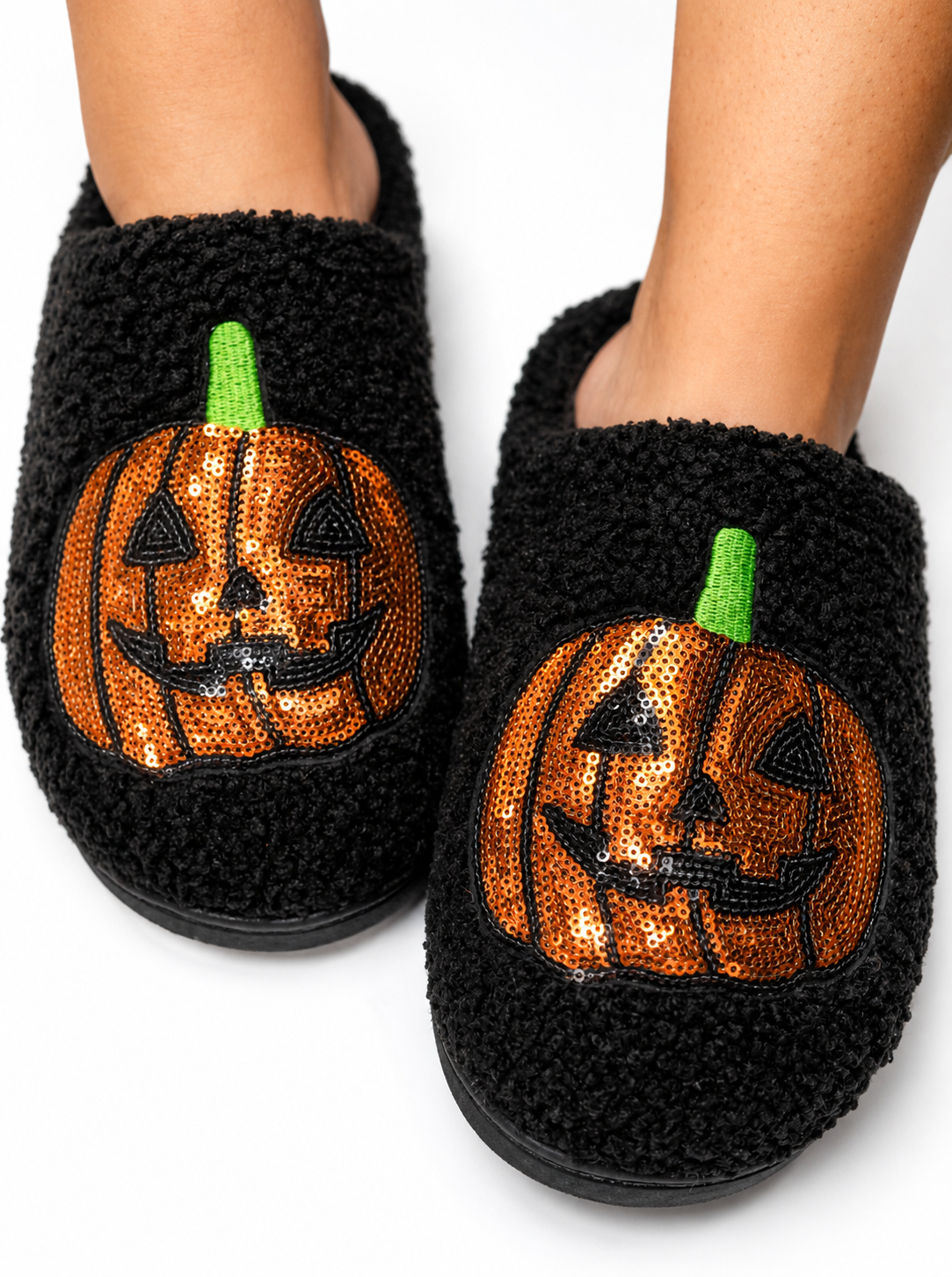 Sequins pumpkin slippers