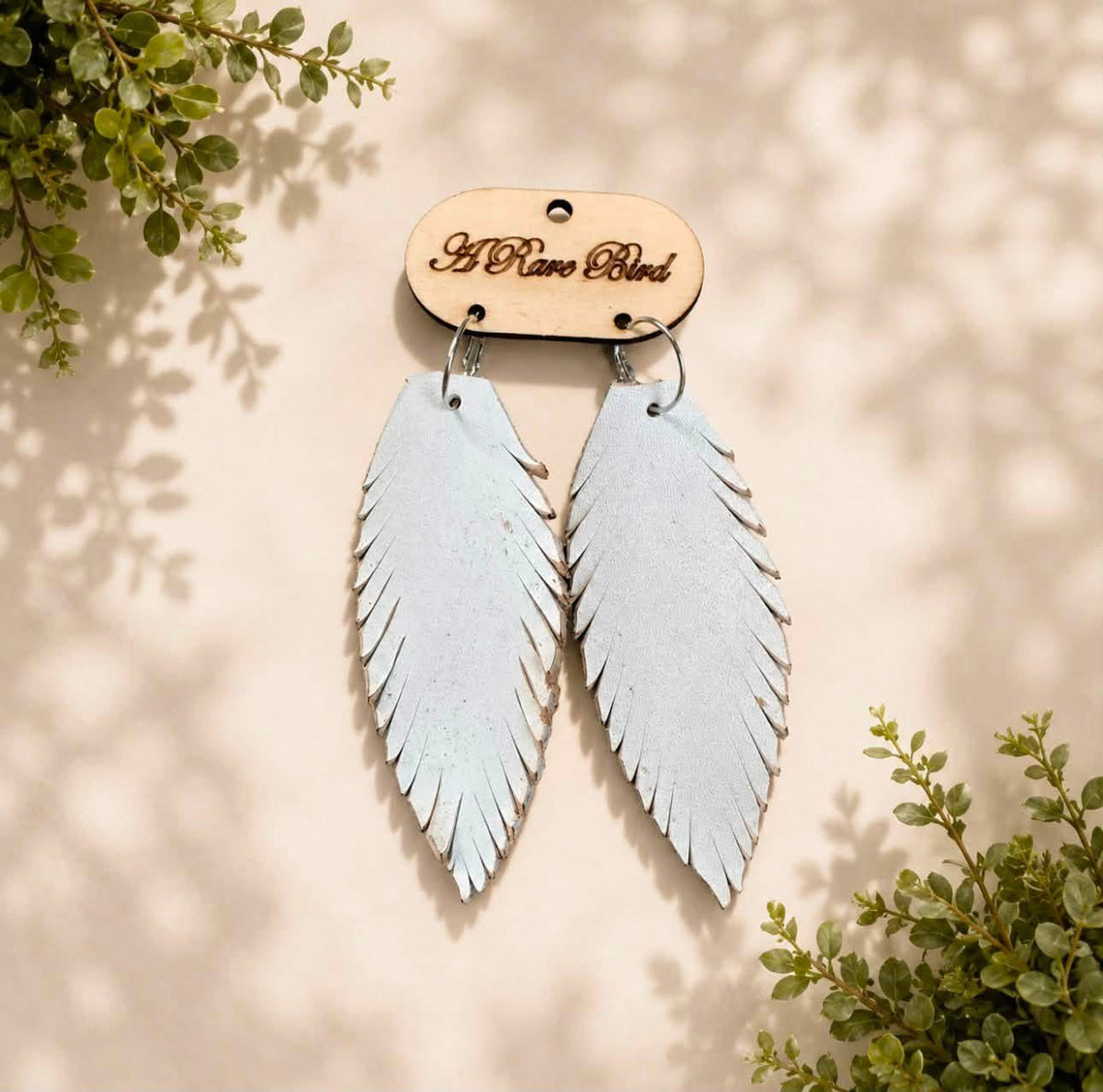 Leather Feather Earrings