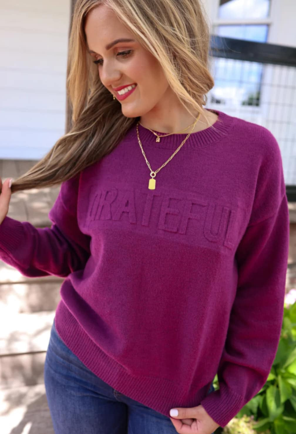 Grateful Embossed Pullover