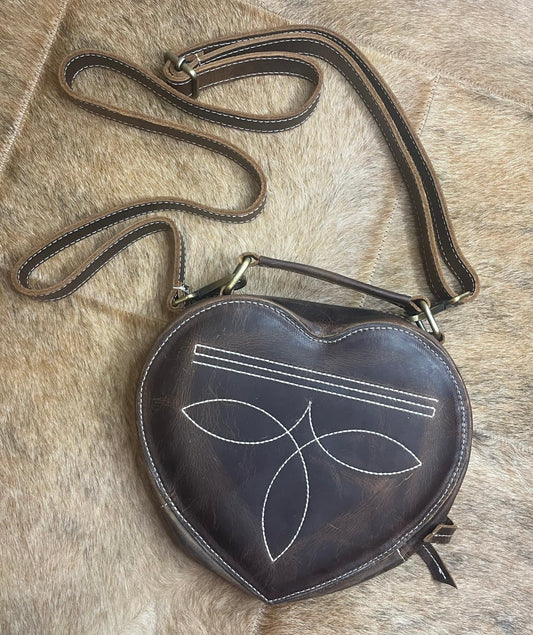 Leather Heart Crossbody