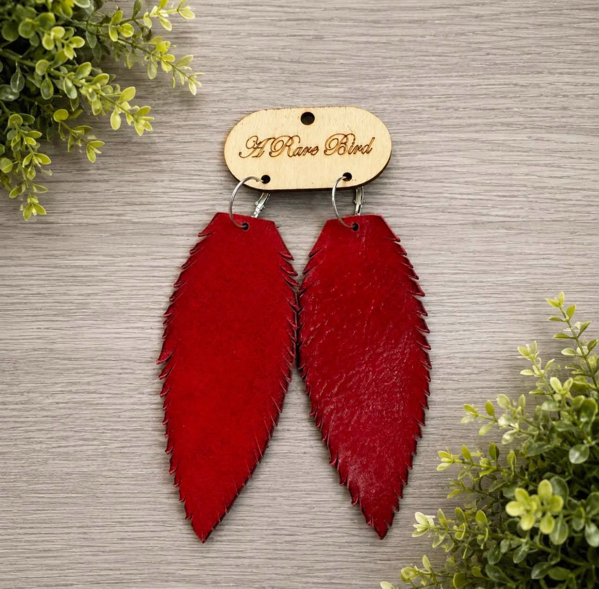 Leather Feather Earrings
