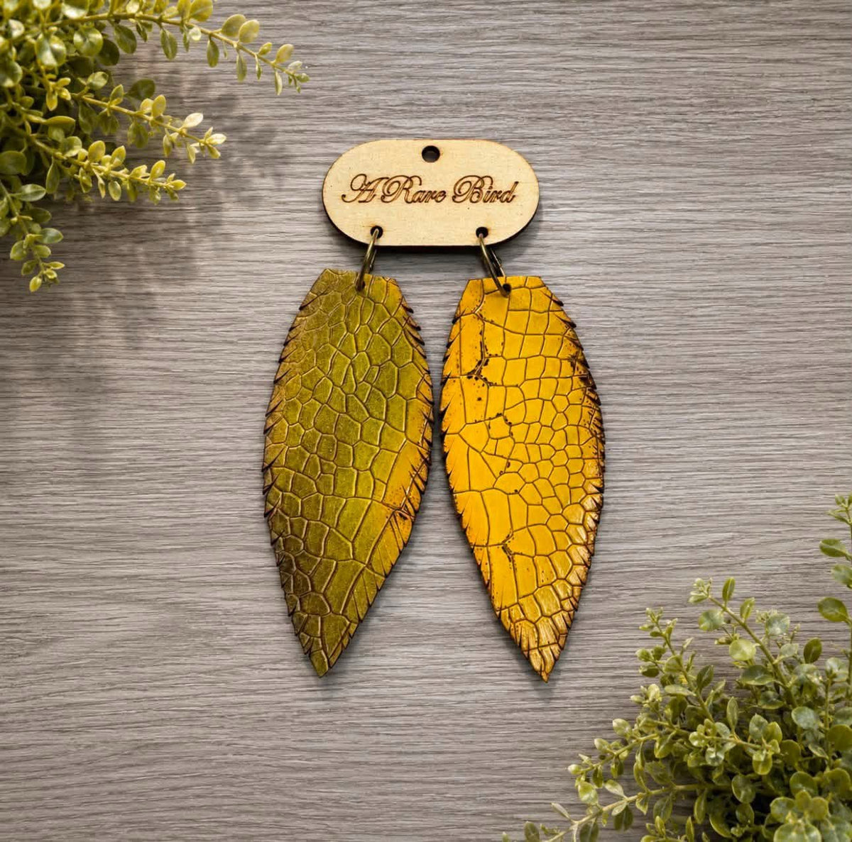 Leather Feather Earrings