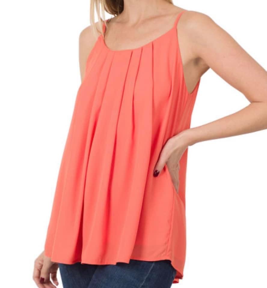 Pleated Coral Tank