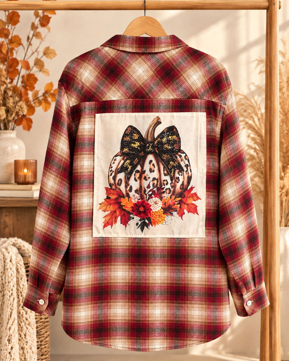 Rhinestone Pumpkin Flannel