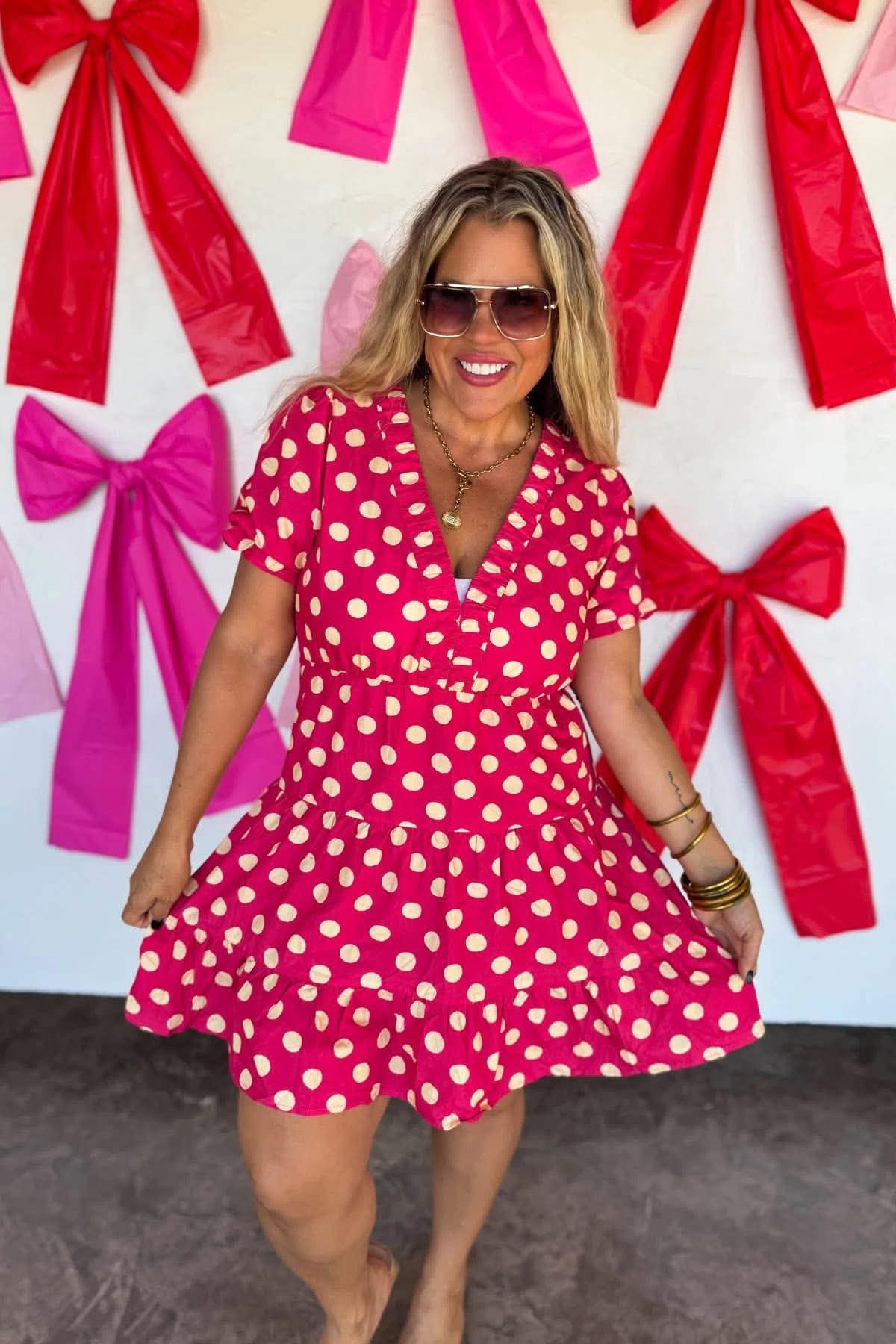 Pink Polk a Dot Dress
